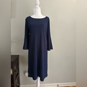 Kasper Women’s Professional Office Dress 3/4 Bell Sleeves Stretch Navy Blue XL